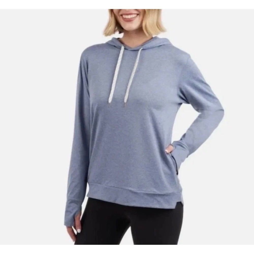 Kirkland Signature Blue Heather Lightweight Pullover Hoodie •XXL• Thumbholes Gym
